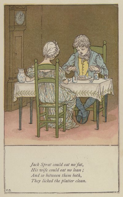 ジャック・スプラットは脂肪を食べられない（カラーリトグラフ 作： Kate (after) Greenaway