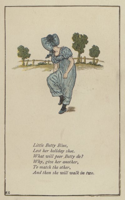 リトル・ベティ・ブルー（カラーリトグラフ 作： Kate (after) Greenaway
