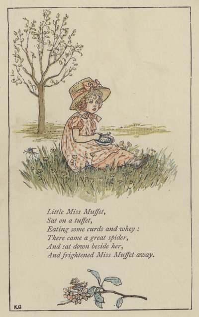 リトル・ミス・マフェット（カラーリトグラフ 作： Kate (after) Greenaway