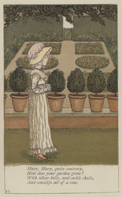 メリーさん、メリーさん、まったく逆ですね（カラーリトグラフ 作： Kate (after) Greenaway