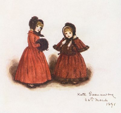 アウト・フォー・ウォーク（カラーリトグラフ） 作： Kate (after) Greenaway