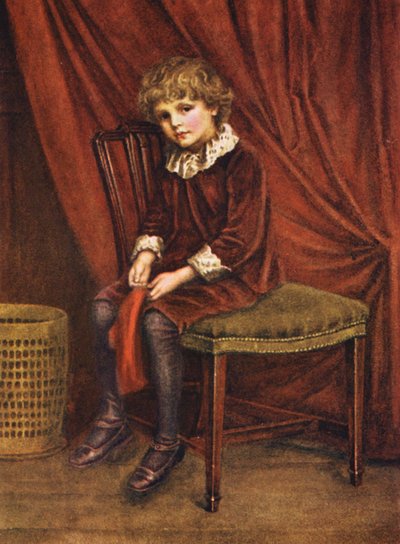 赤い少年（カラーリトグラフ） 作： Kate (after) Greenaway