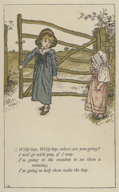 Willy boy, Willy boy, where are you going (color litho) 作： Kate (after) Greenaway