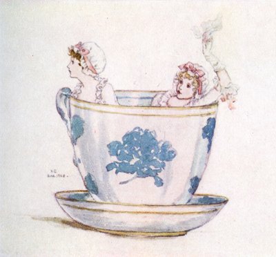 ケイト・グリーナウェイの「A calm in a tea-cup」。 作： Kate Greenaway