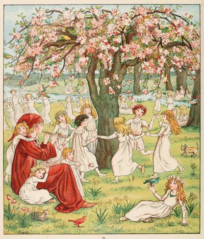 The Pied Piper of Hamelin、パブから、どのように彼らの子供たちが盗まれたか。 1888年。 作： Kate Greenaway