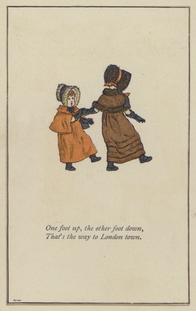 片足を上に、もう片足を下に 作： Kate Greenaway
