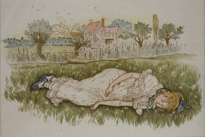 子どもの一日」より「休息 作： Kate Greenaway