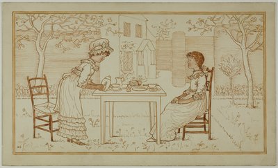 外で二人でお茶会 作： Kate Greenaway