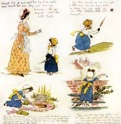 ケイト・グリーナウェイ著「おばあちゃんに会いに行ったいたずらっ子」。 作： Kate Greenaway