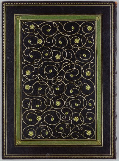 Kansi Emery Walkerin (1851-1933) teokseen "A Brief History of Printing" 1911 (nahkaa ja kultaa) 作： Katharine Adams