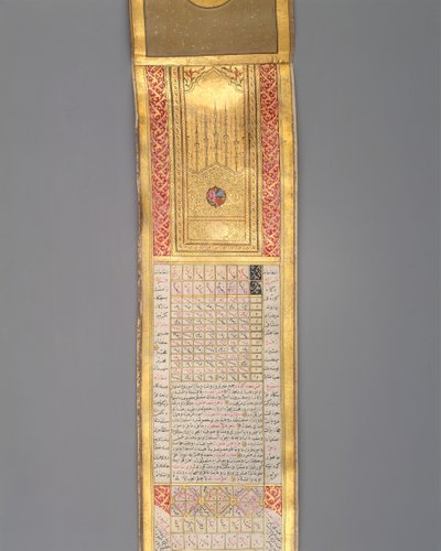 A.H. 1224A.D. の巻物形式の暦年鑑 1810年。 作： Katib Muhammad Ma