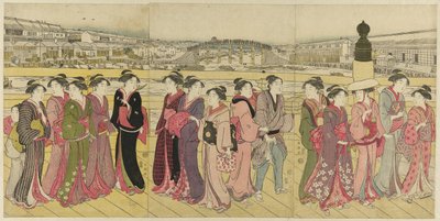 日本橋を渡る 作： Katsukawa Shuncho