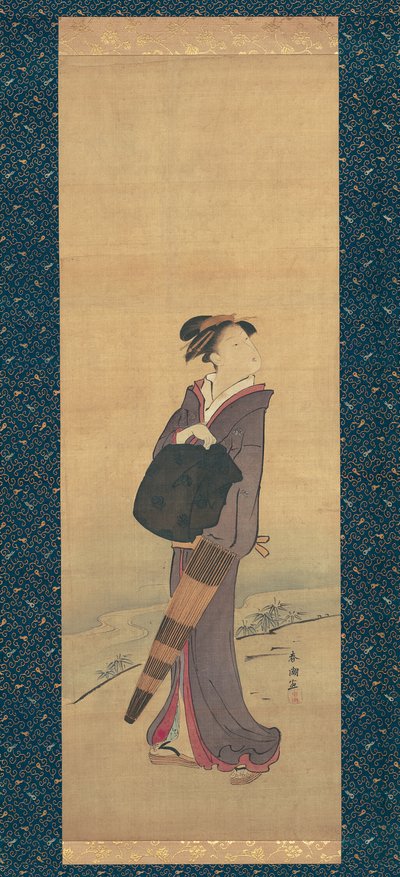 川岸の少女 作： Katsukawa Shuncho