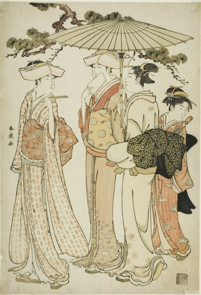 散歩に出かける 作： Katsukawa Shuncho