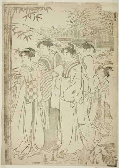 竹林の七賢のパロディ 作： Katsukawa Shuncho