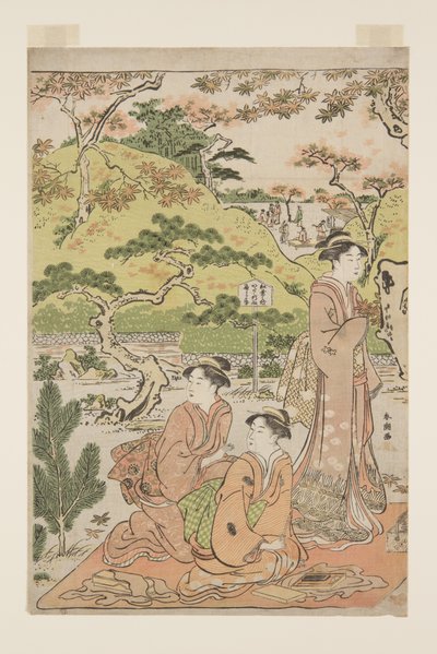 海安寺の紅葉狩」（カラー木版画 作： Katsukawa Shuncho