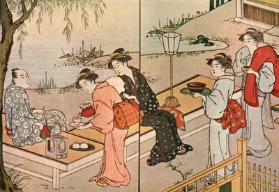 お茶を出す女性、1790年、1924年。 作： Katsukawa Shuncho