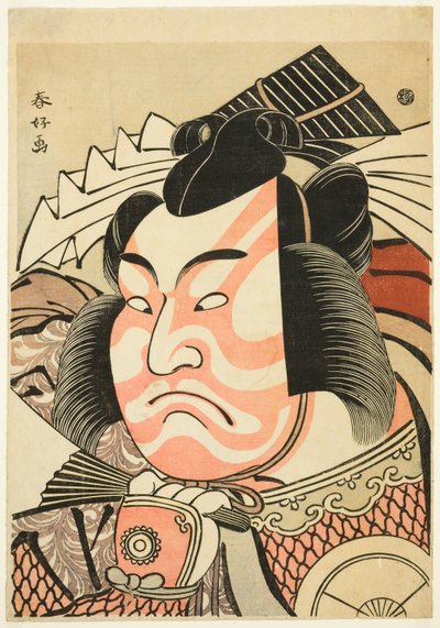 四代目岩井半四郎、秋田城之介義景役で「柴楽」：鉢の木」のモデル（『三重子ノリの鉢の木） 作： 勝川春栄