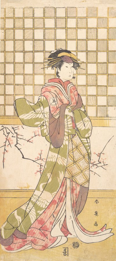 女役の岩井家役者。 1795年。 作： Katsukawa Shun