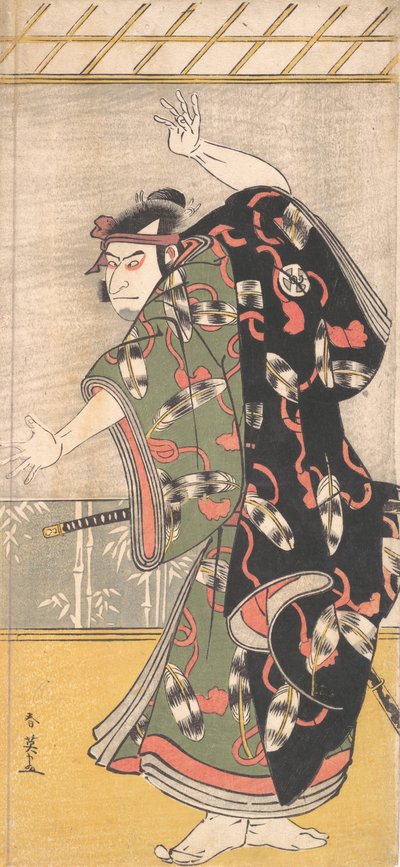 歌舞伎役者大谷鬼次三代目侍役。 1792年。 作： Katsukawa Shun