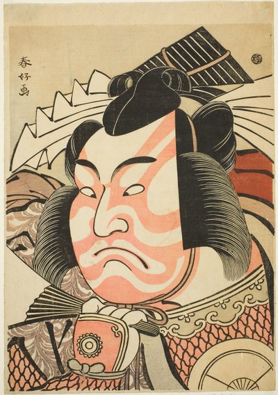 四代目岩井半四郎、秋田城之介義景役「芝楽」肖像 1791年頃（錦絵：相判） 作： Katsukawa Shunei