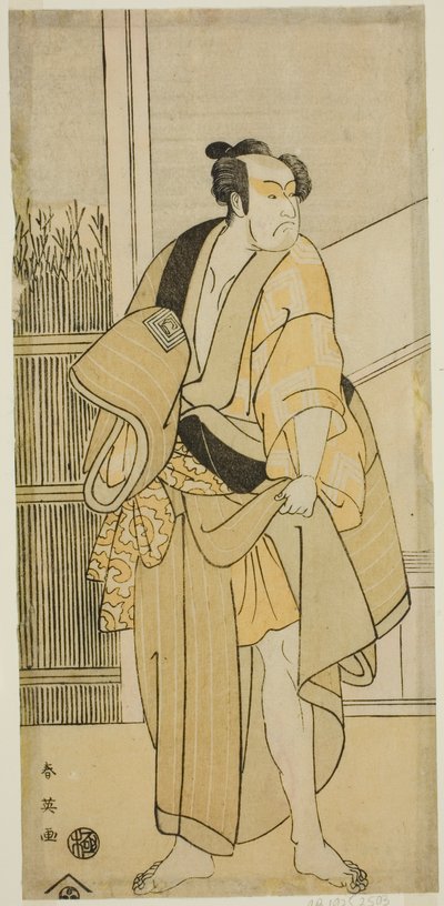 1792年（寛政4年）第3月、市村座で上演された『和歌紫江戸っ子曾我』の平野屋徳兵衛役（？ 作： Katsukawa Shun