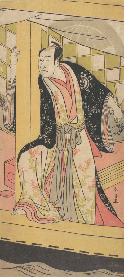 俳優 沢村宗十郎 三代目 遊覧船に立つ男 1790年。 作： Katsukawa Shun