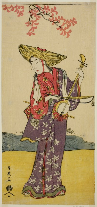 寛政二年（1790）十一月、河原崎座で上演された『大旦那勧進帳』の囃子方としての沢村玉頭 作： Katsukawa Shun