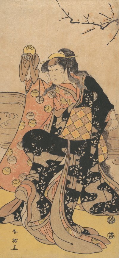 四代目 岩井半四郎 水晶玉を抱えて…の土手で踊る女役。 1788年。 作： Katsukawa Shun