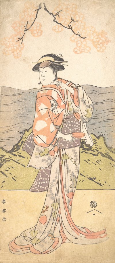 四代目 岩井半四郎 桜の下に佇む女 1792年 作： Katsukawa Shun