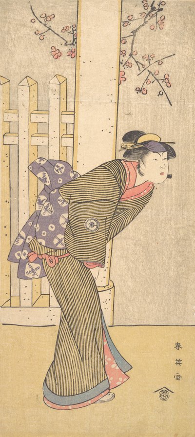 鳥居の下に立つ女としての第四代岩井半四郎 1791年 作： Katsukawa Shun
