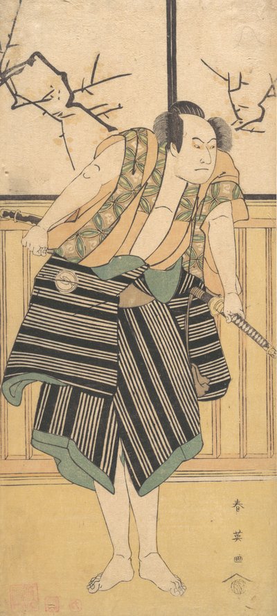 部屋に立つ男としての三代目沢村宗十郎 1793年。 作： Katsukawa Shun