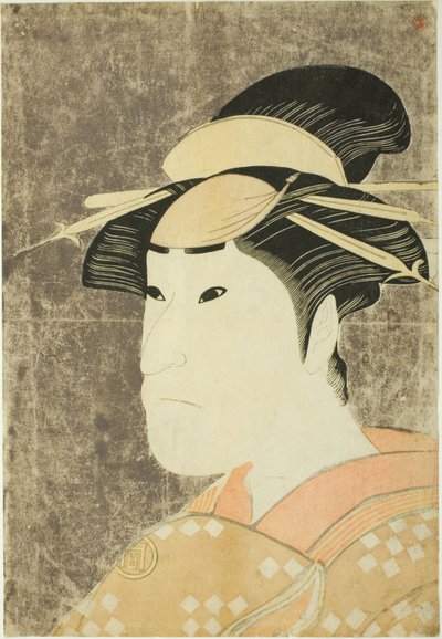 1794年（寛政6年）5月、都座で上演された『花あやめ文六曽我』の祇園遊女・お奈代を演じた三代目佐野川市松 作： Katsukawa Shun