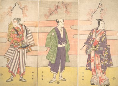 身元不明の 3 人の俳優。 1793年。 作： Katsukawa Shun