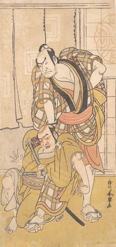 戯曲の一場面、ca. 1780年。 作： Katsukawa Shunjo