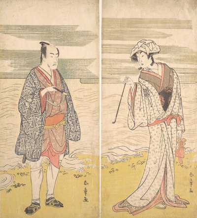 二人の役者：四代目松本幸四郎「短い着物を着た男」［左］ 1779年 作： Katsukawa Shunjo