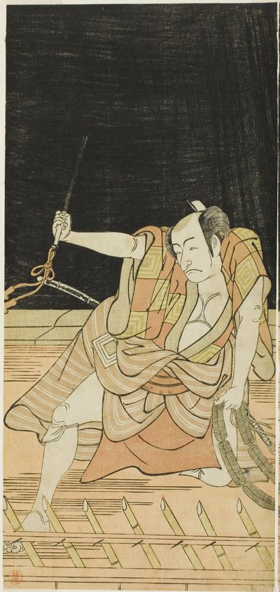 夏祭浪花鏡』の黒兵衛団七役・初代中村仲蔵と一寸徳兵衛役・五代目市川団十郎 作： 勝川春香®