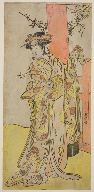 天明7年(1787年)3月、桐芝居小屋で上演された『都鳥弥生の私』(？)の狐がさきお玉(？)役、四代目岩井半四郎。 作： 勝川春香®
