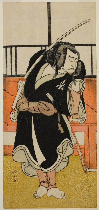 天明5年（1775）2月、中村座で上演された『色模様青柳曾我』の麻生松若役（？ 作： 勝川春香®