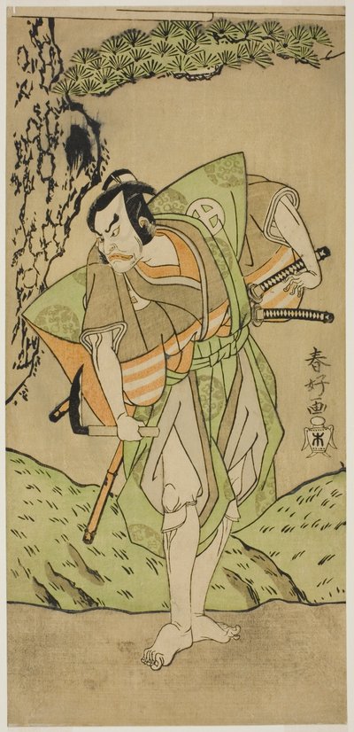 三代目大谷廣右衛門が長田膳所景宗を演じる『伊豆暦初芝居の願日』（1772年11月1日より森田座にて上演 作： 勝川春香®