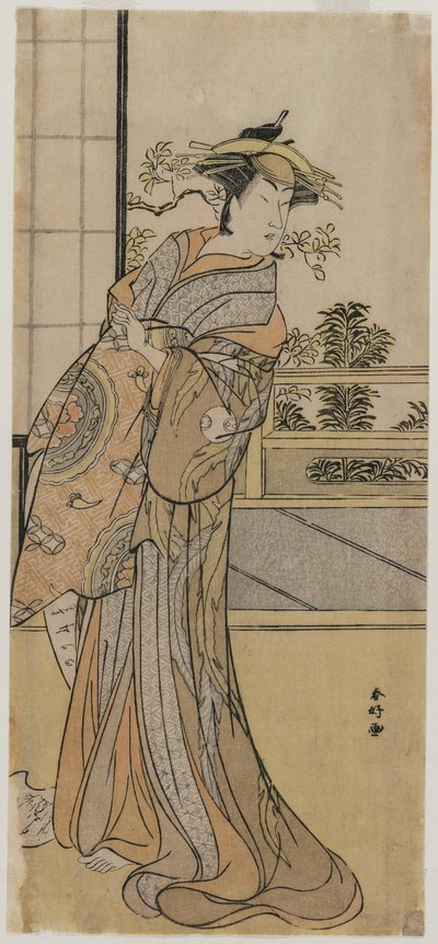 村次郎あらし 手紙を持った花魁役 作： Katsukawa Shunko