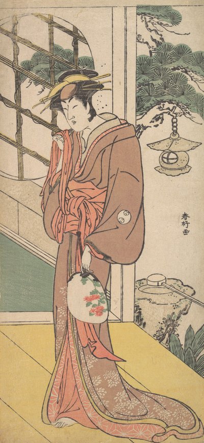 嵐龍造「エンガワに立つ背の高い女」1789年頃 作： Katsukawa Shunko