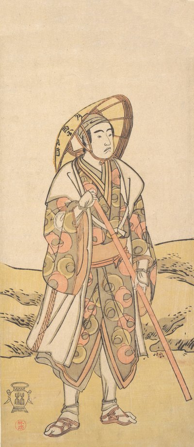 三代目沢村宗十郎 観音神社参詣 1784-88。 作： Katsukawa Shunko