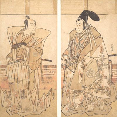 儀式用の衣装を着た二人の役者 1787年頃 作： Katsukawa Shunko