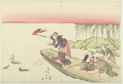 夜の鵜飼 作： Katsukawa Shunsen