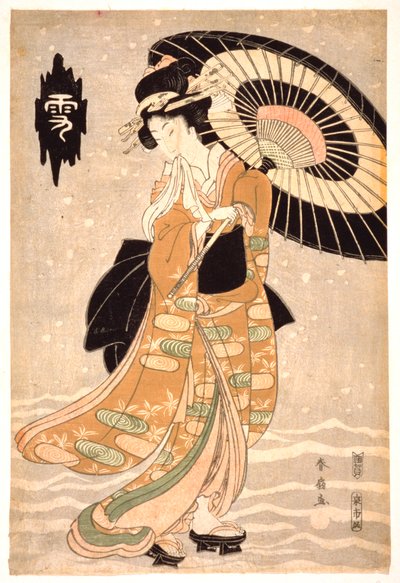 雪、月と花、c1812 作： Katsukawa Shunsen