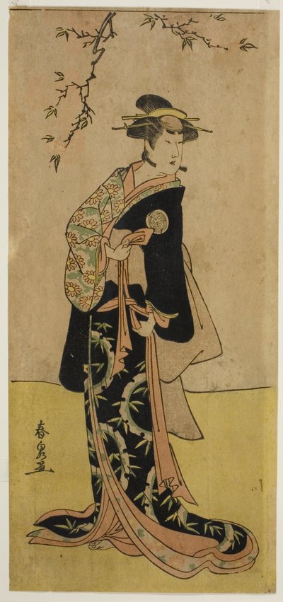 1789 年 7 月に中村座 (?) で上演された平家氷盤紀 (?) で、俳優の山下萬菊初代 (?) が湯屋御前 (?) 作： Katsukawa Shunsen