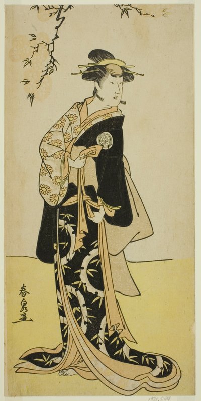1789 年 7 月に中村座 (?) で上演された平家氷盤紀 (?) で、俳優の山下萬菊初代 (?) が湯屋御前 (?) 作： Katsukawa Shunsen