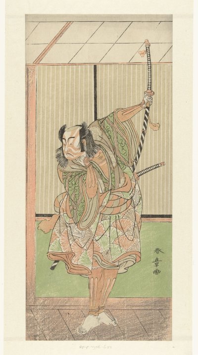 長刀を持った俳優市川彌生 作： Katsukawa Shunsho