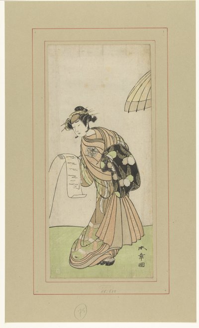 遊女アゲマキ役の二代目山下金作 作： Katsukawa Shunsho